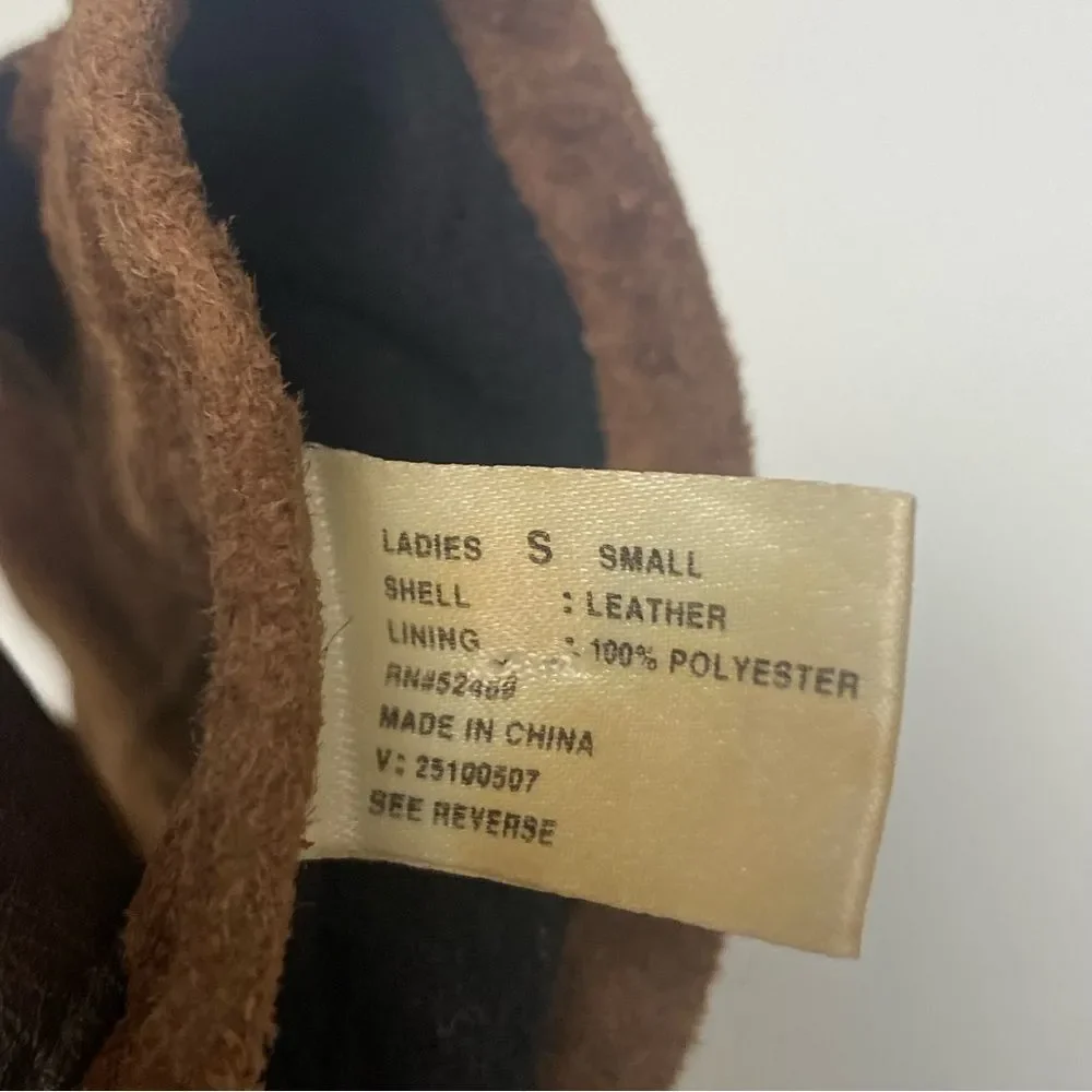 Women's Classic Chic Brown Suede Leather Gloves Size Small